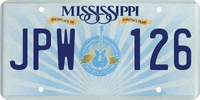 MS license plate JPW126