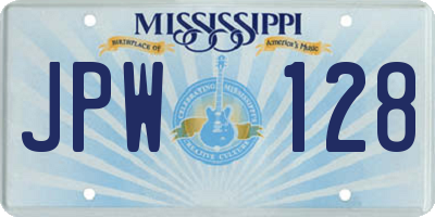 MS license plate JPW128