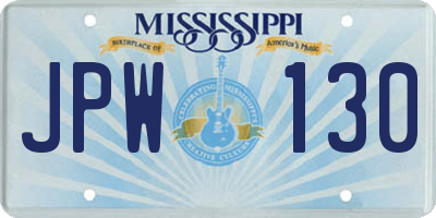 MS license plate JPW130