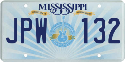 MS license plate JPW132
