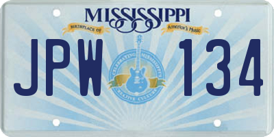 MS license plate JPW134