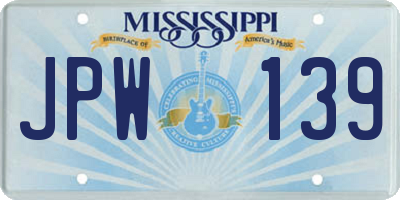 MS license plate JPW139
