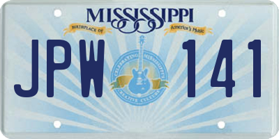 MS license plate JPW141