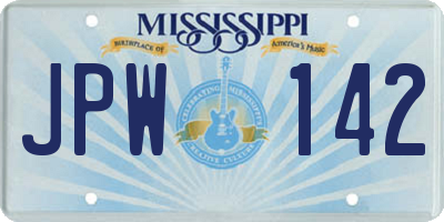 MS license plate JPW142