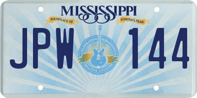 MS license plate JPW144