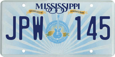 MS license plate JPW145