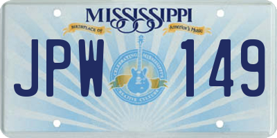 MS license plate JPW149