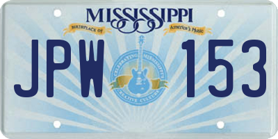 MS license plate JPW153