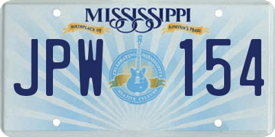 MS license plate JPW154