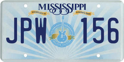 MS license plate JPW156