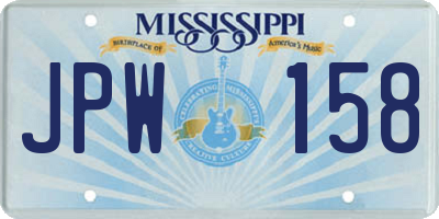 MS license plate JPW158