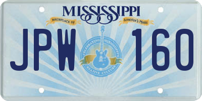 MS license plate JPW160