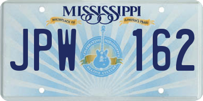 MS license plate JPW162