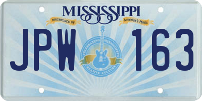 MS license plate JPW163
