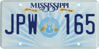 MS license plate JPW165