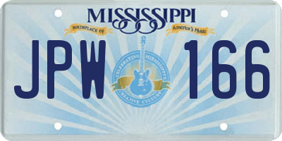 MS license plate JPW166