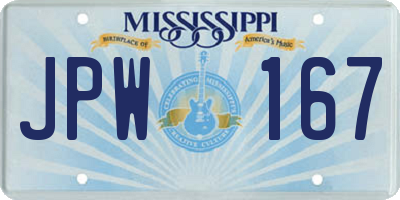 MS license plate JPW167