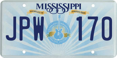 MS license plate JPW170