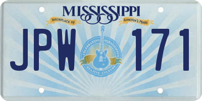 MS license plate JPW171