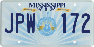 MS license plate JPW172