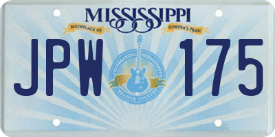 MS license plate JPW175