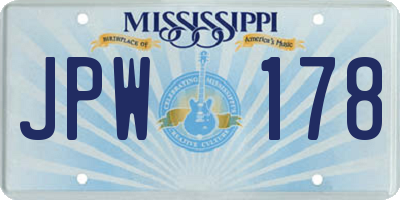 MS license plate JPW178