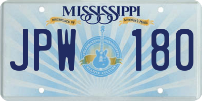 MS license plate JPW180
