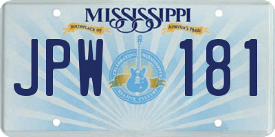 MS license plate JPW181