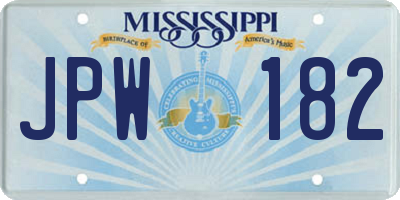 MS license plate JPW182