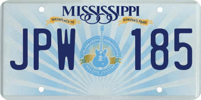 MS license plate JPW185