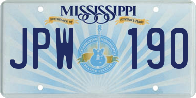 MS license plate JPW190