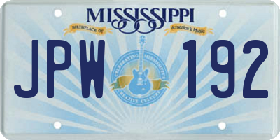 MS license plate JPW192