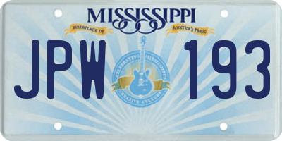 MS license plate JPW193