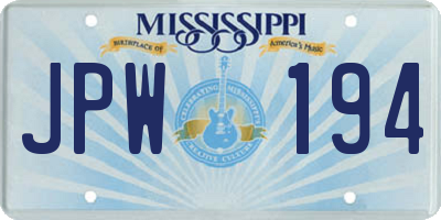 MS license plate JPW194