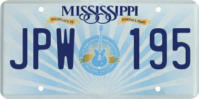 MS license plate JPW195