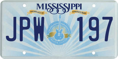 MS license plate JPW197