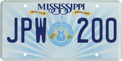 MS license plate JPW200