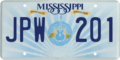 MS license plate JPW201