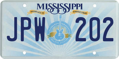 MS license plate JPW202