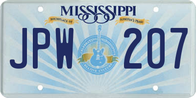 MS license plate JPW207