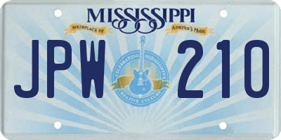 MS license plate JPW210