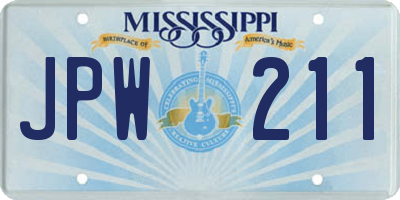 MS license plate JPW211