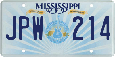 MS license plate JPW214