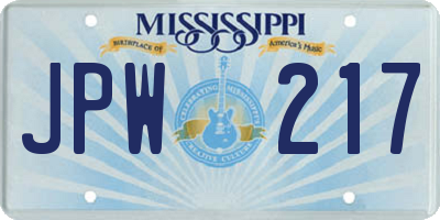 MS license plate JPW217
