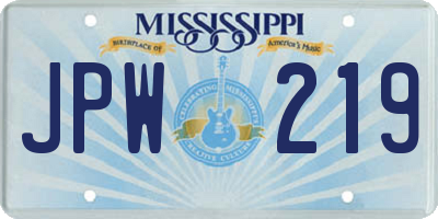 MS license plate JPW219