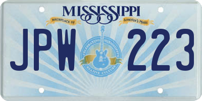 MS license plate JPW223