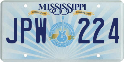 MS license plate JPW224