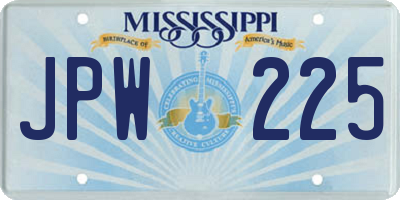 MS license plate JPW225