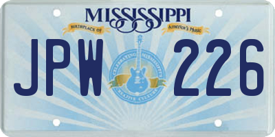 MS license plate JPW226