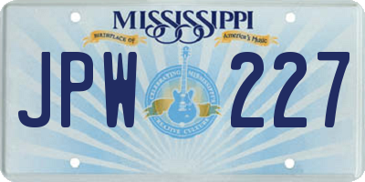 MS license plate JPW227